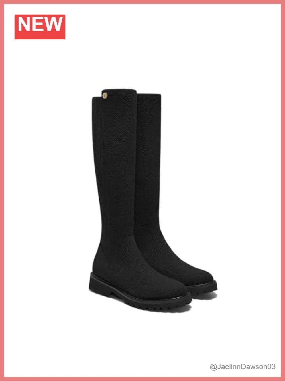 Wool Knee High Boots Round Toe Lug Sole Water Repellent Winter Women's